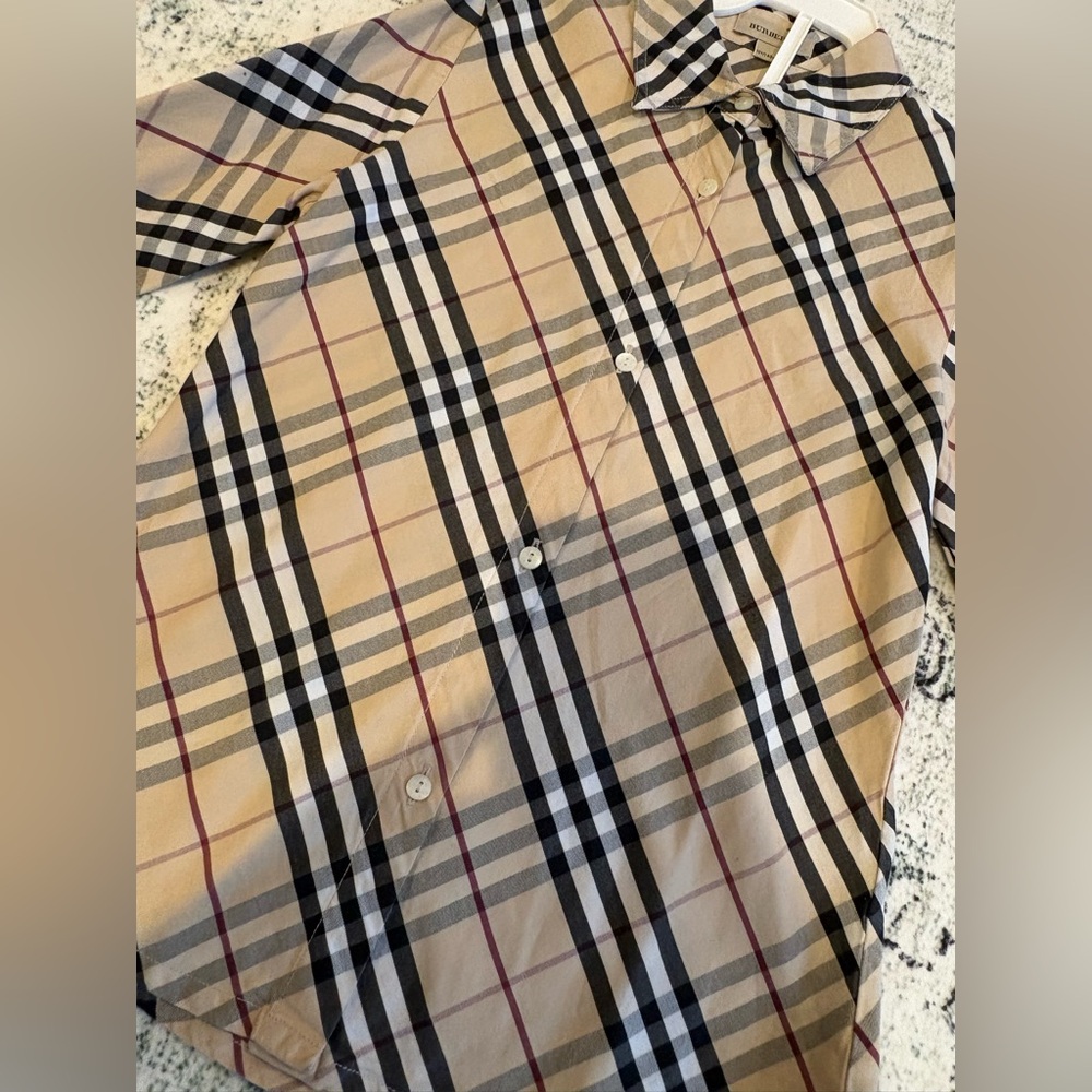 Burberry Beige and Black plaid kids Shirt
